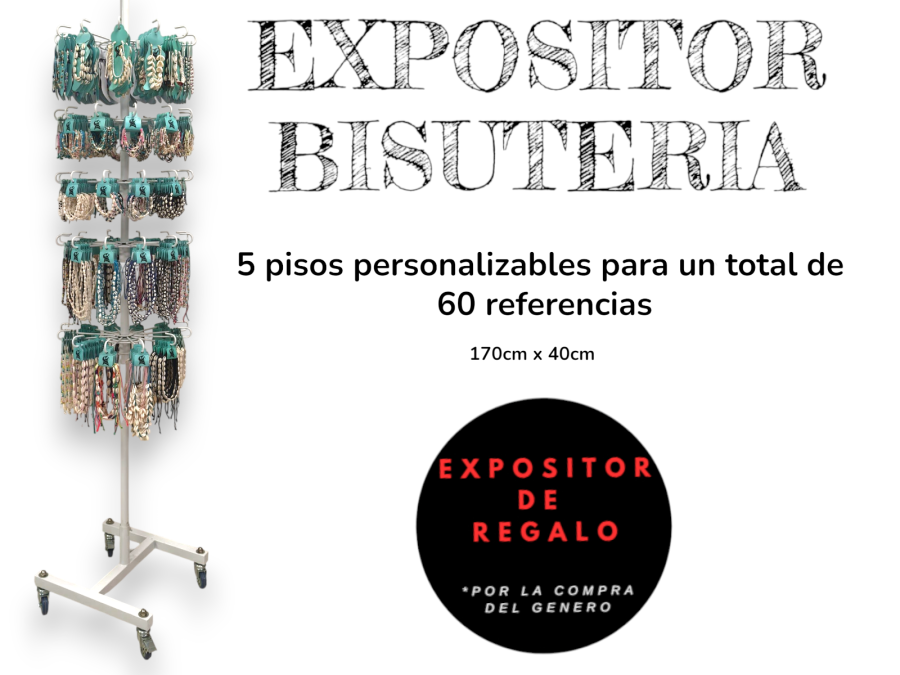 EXPOSITOR HIERRO 12 GANCHOS  5 PISOS DIAMM 40cm