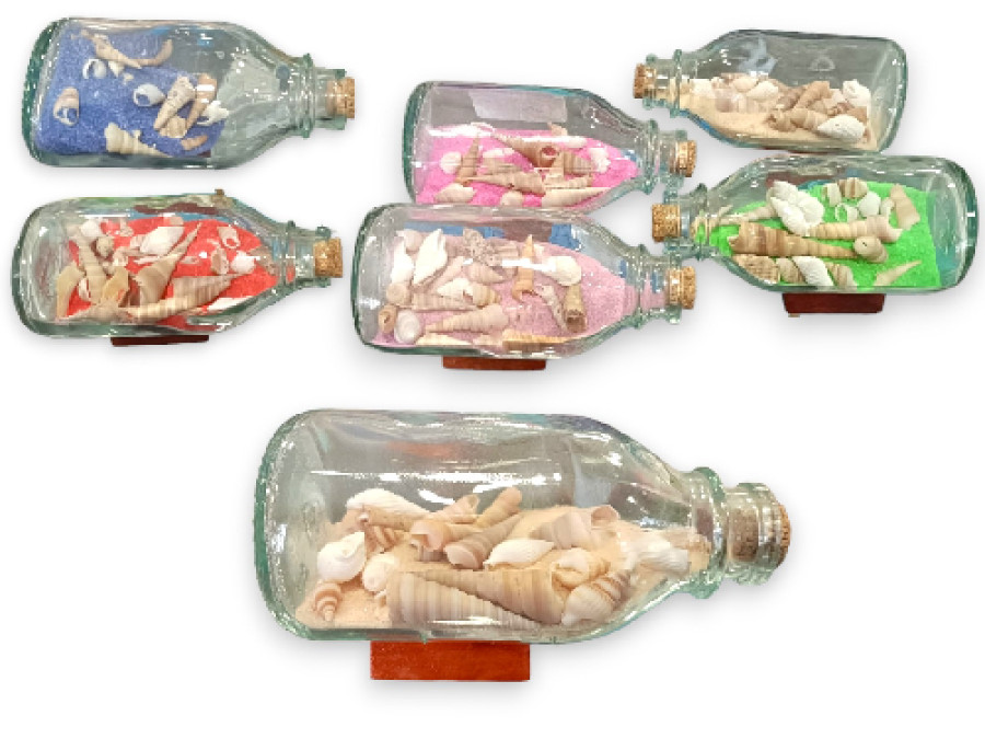 BOTELLA ARENA CONCHAS 11cm (6colores pack 6 und)