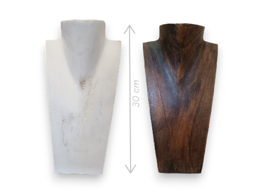 BUSTO MADERA CUADRADO 30cm marron/blco.