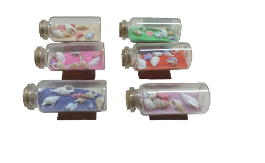 BOTELLA ARENA CONCHAS 07cm (6 colores-pack 12und)