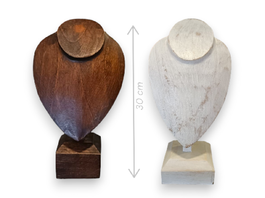 BUSTO MADERA REDONDO 30cm marron/blco.