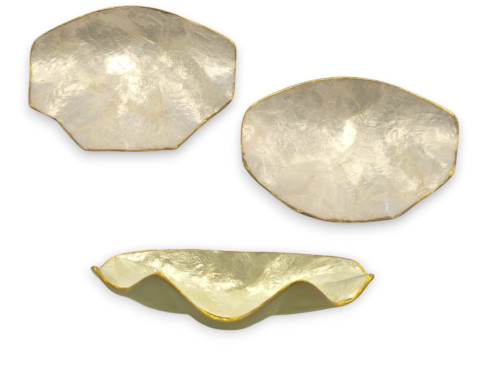 PLATITOS CAPIZ BORDE DORADO 10-12cm Pack 6