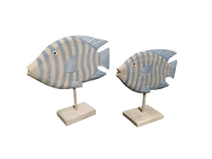 SET 2 PEZ CEBRA NATURAL/AZUL 25/30cm