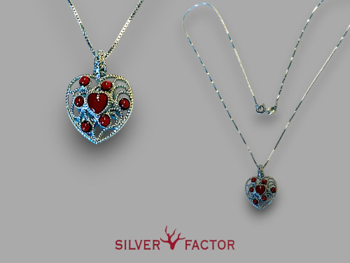 COLGTE.CON CADENAAG. FILIGRANA CORAZON MEDITERRANEO CABUJONES