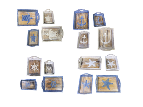 BANDEJA WOOD BLCO/AZUL 35x26cm