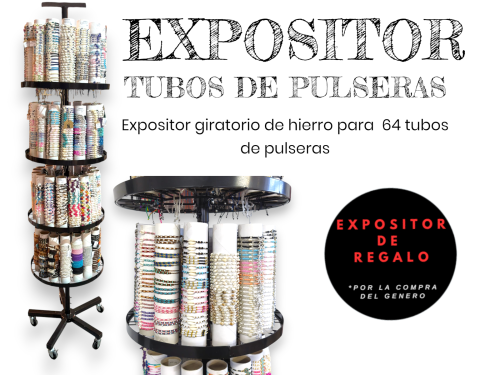 EXPOSITOR HIERRO TUBOS PULSERAS 64 TUBOS (COPIA)